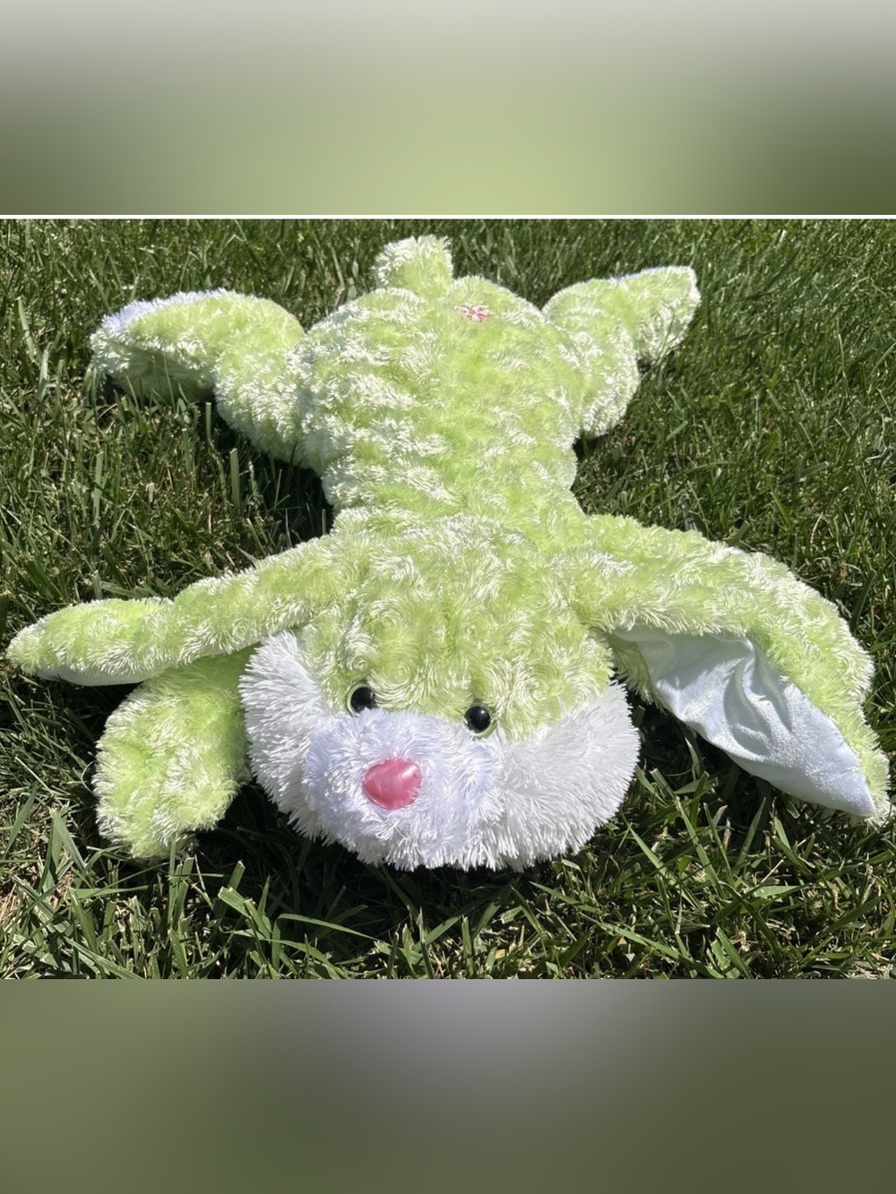 Huge Dan Dee Bright Lime Green Bunny Rabbit Plush Pillow 26" Stuffie